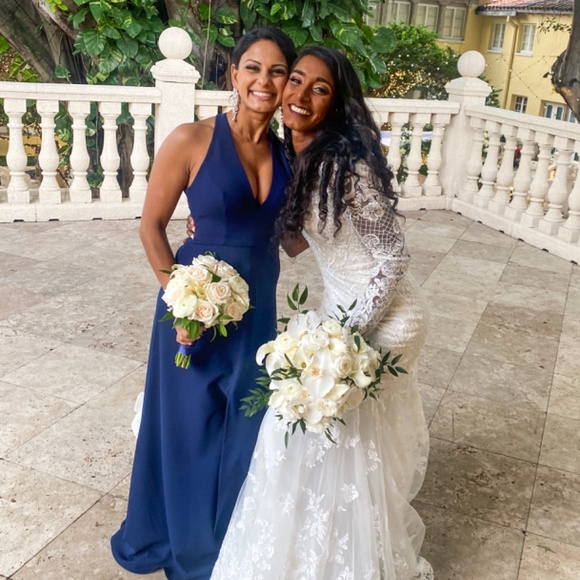 Jenny Yoo Margot Midnight crepe gown v-neck size 4 - Picture 4 of 4